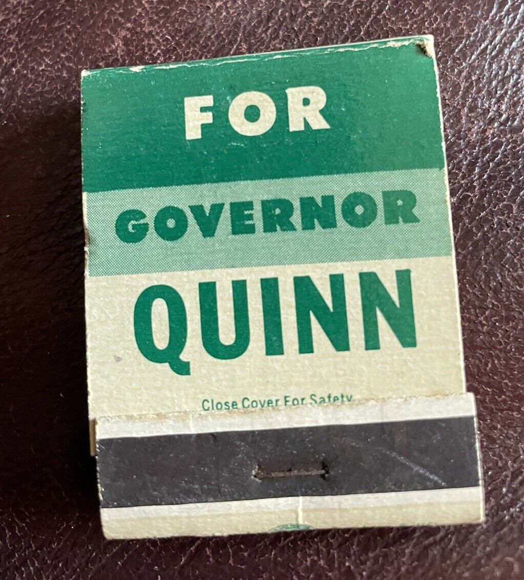 Vintage  Re- Elect. Quinn For Governor (Illinois) Matchbook Unstruck
