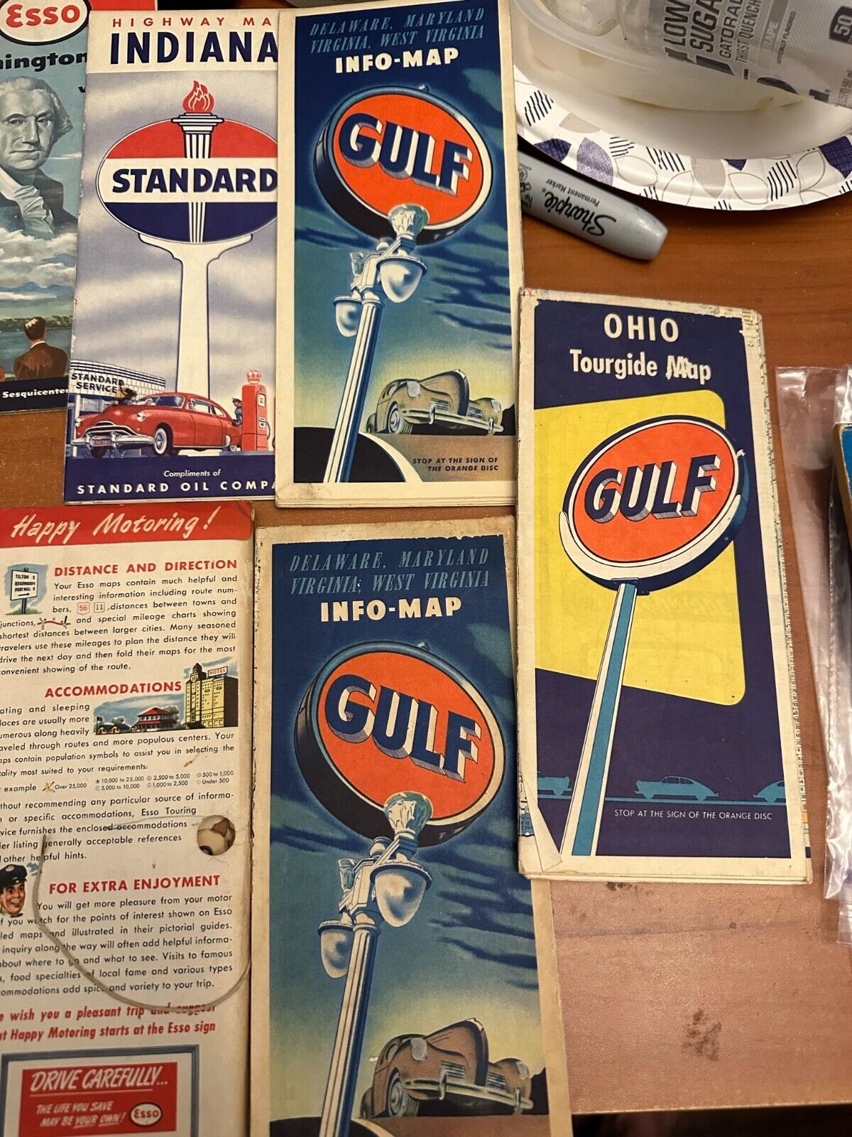 Esso Touring Service Vintage  Road Maps of Cities bundle with original letter