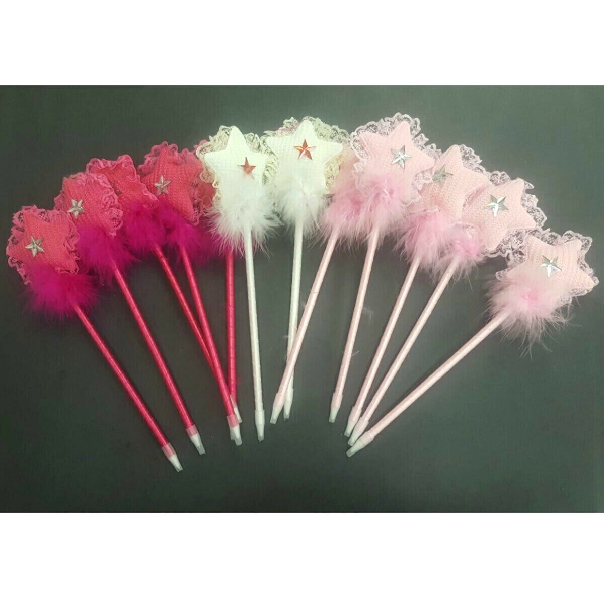 12 pieces Star Feather Ribbon Ballpoint School Office Birthday Party Gift Lots