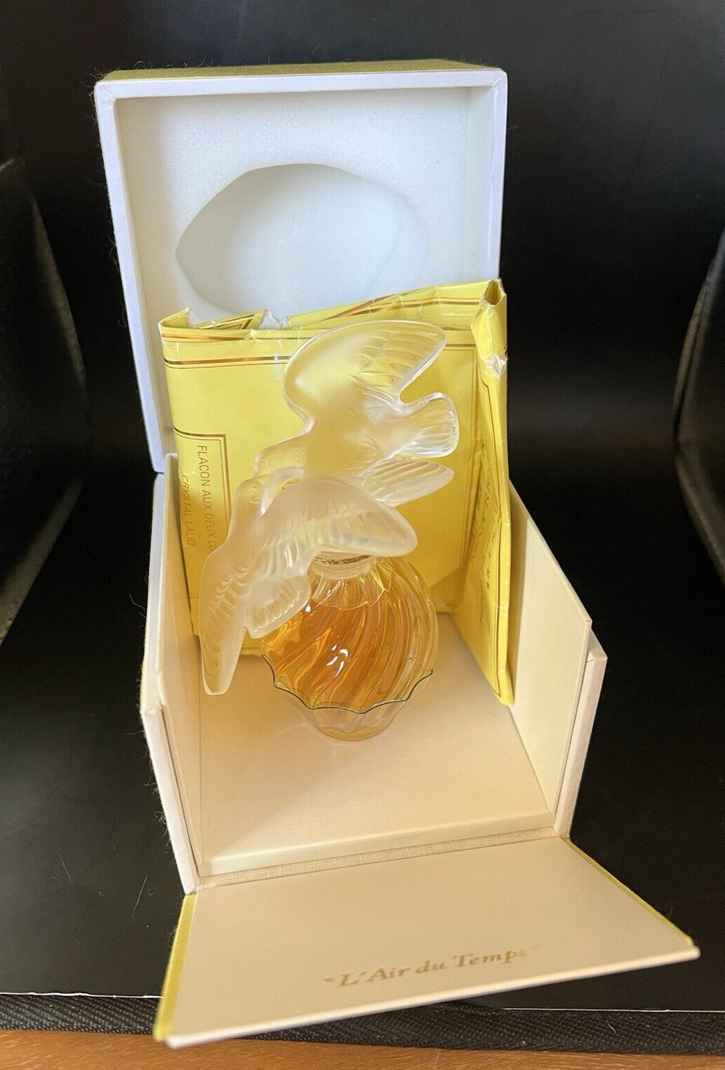 Lalique Nina Ricci Double Dove Crystal Perfume Bottle Large in Orig Box 29ml 1oz