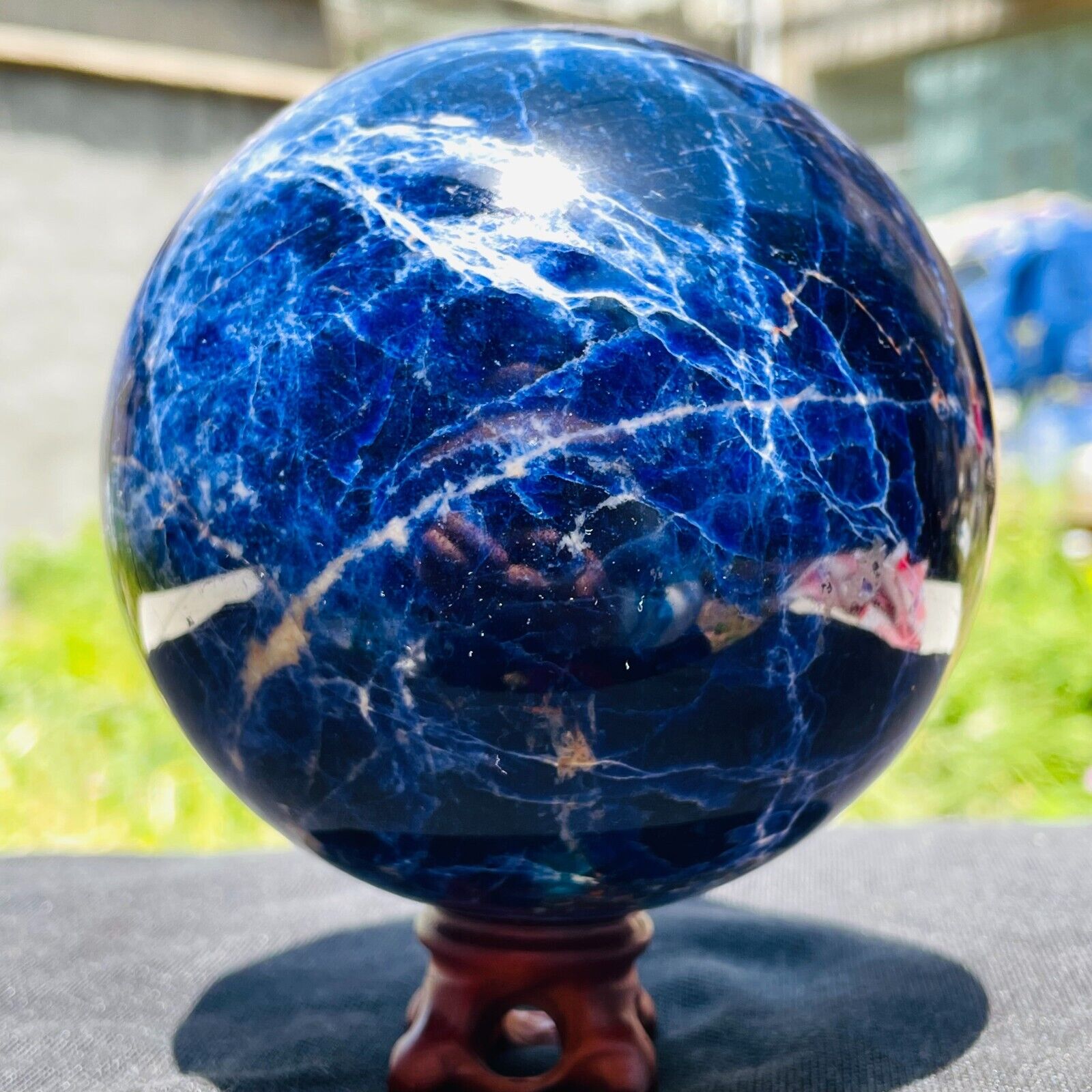 2.63LB Top Large Blue Sodalite Crystal Chakra Stone Energy Sphere Healing Reiki