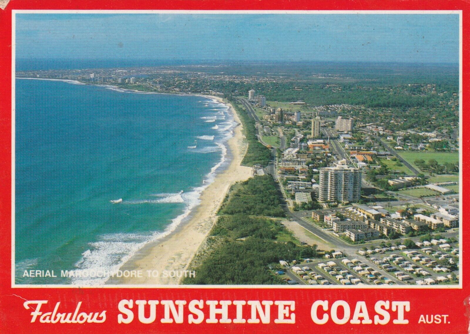 Vintage Postcard Sunshine Coast Australia Posted Aerial Photograph Beach