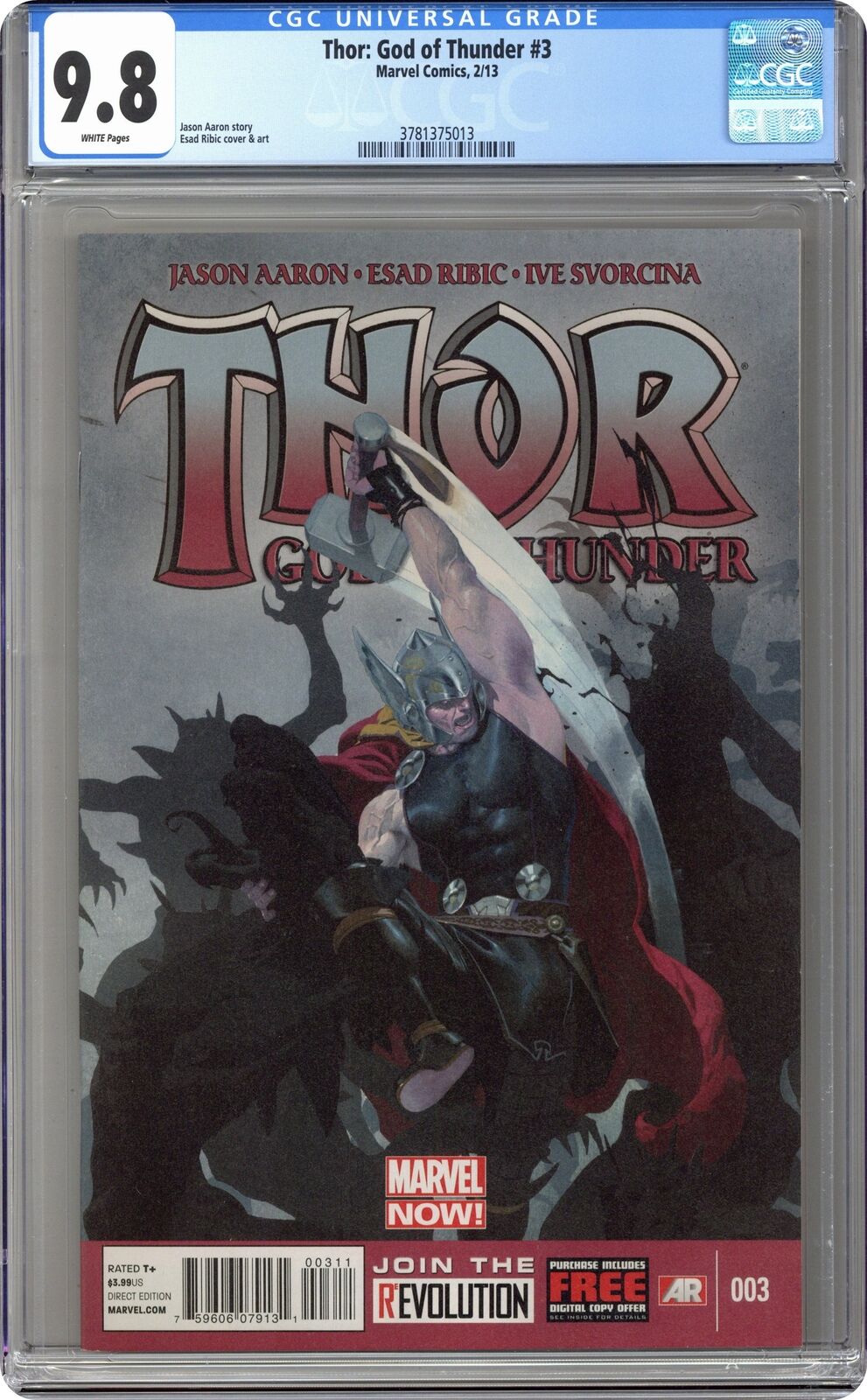 Thor God of Thunder #3A Ribic CGC 9.8 2013 3781375013
