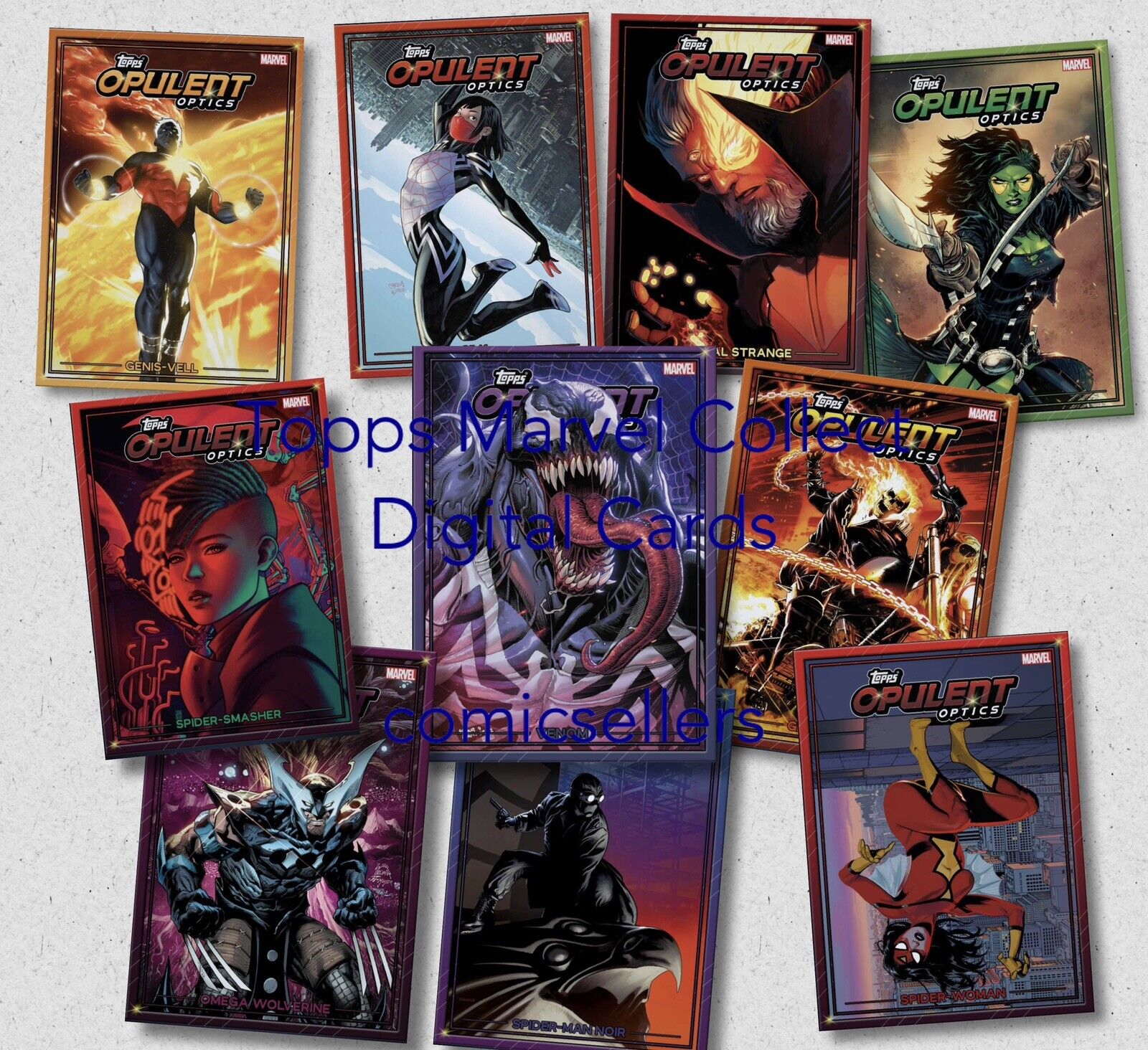 Topps Marvel Collect Opulent Optics 23 - 10 Card Base Color Unc Set [Digital]