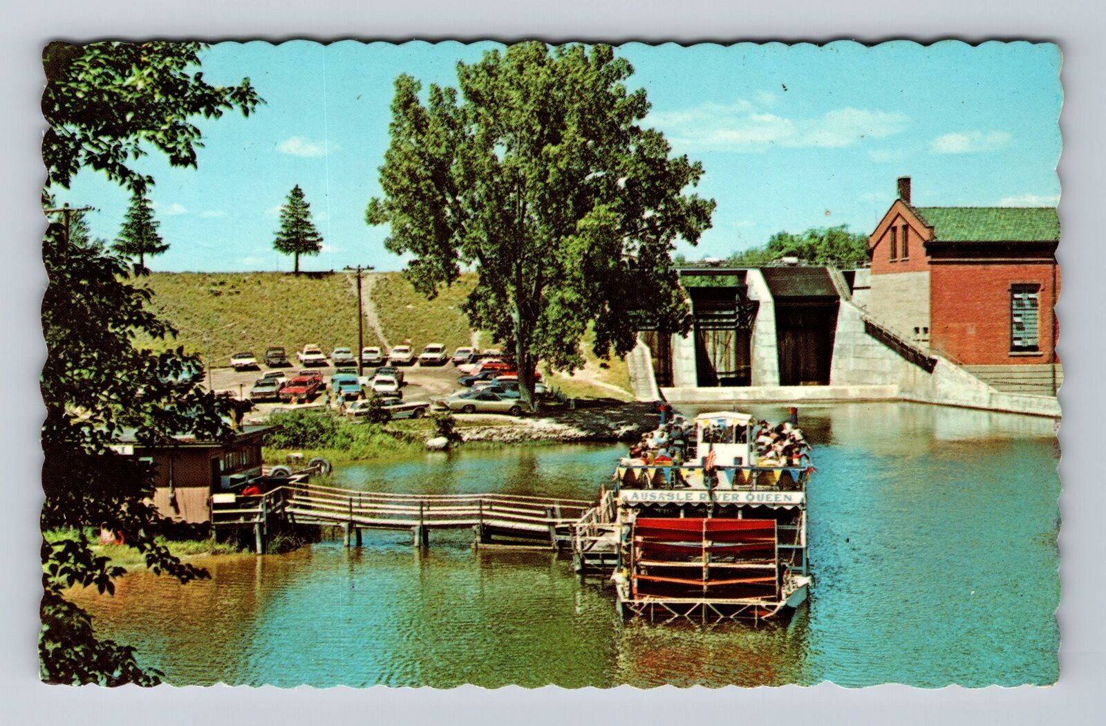 Oscoda MI-Michigan, Five Channels Dam, River Queen Paddle Wheel Vintage Postcard