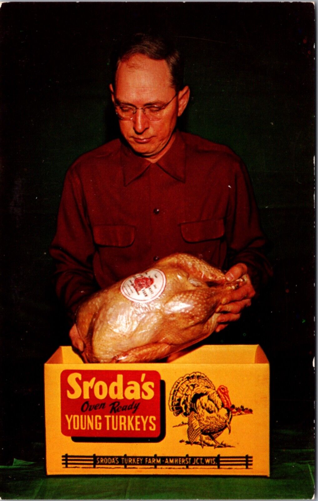 Advertising Postcard Sroda\'s Turkey Farm in Amherst Junction, Wisconsin