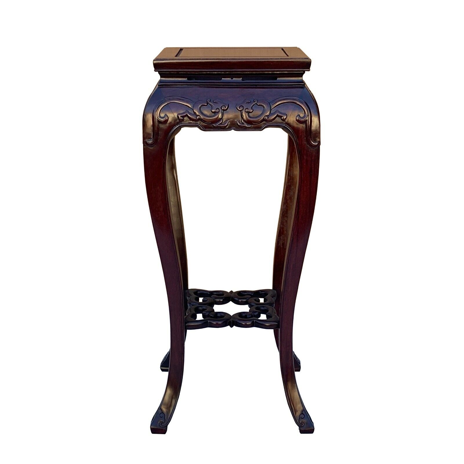 Oriental Square Red Brown Mahogany Stain Plant Stand Pedestal Table ws1628