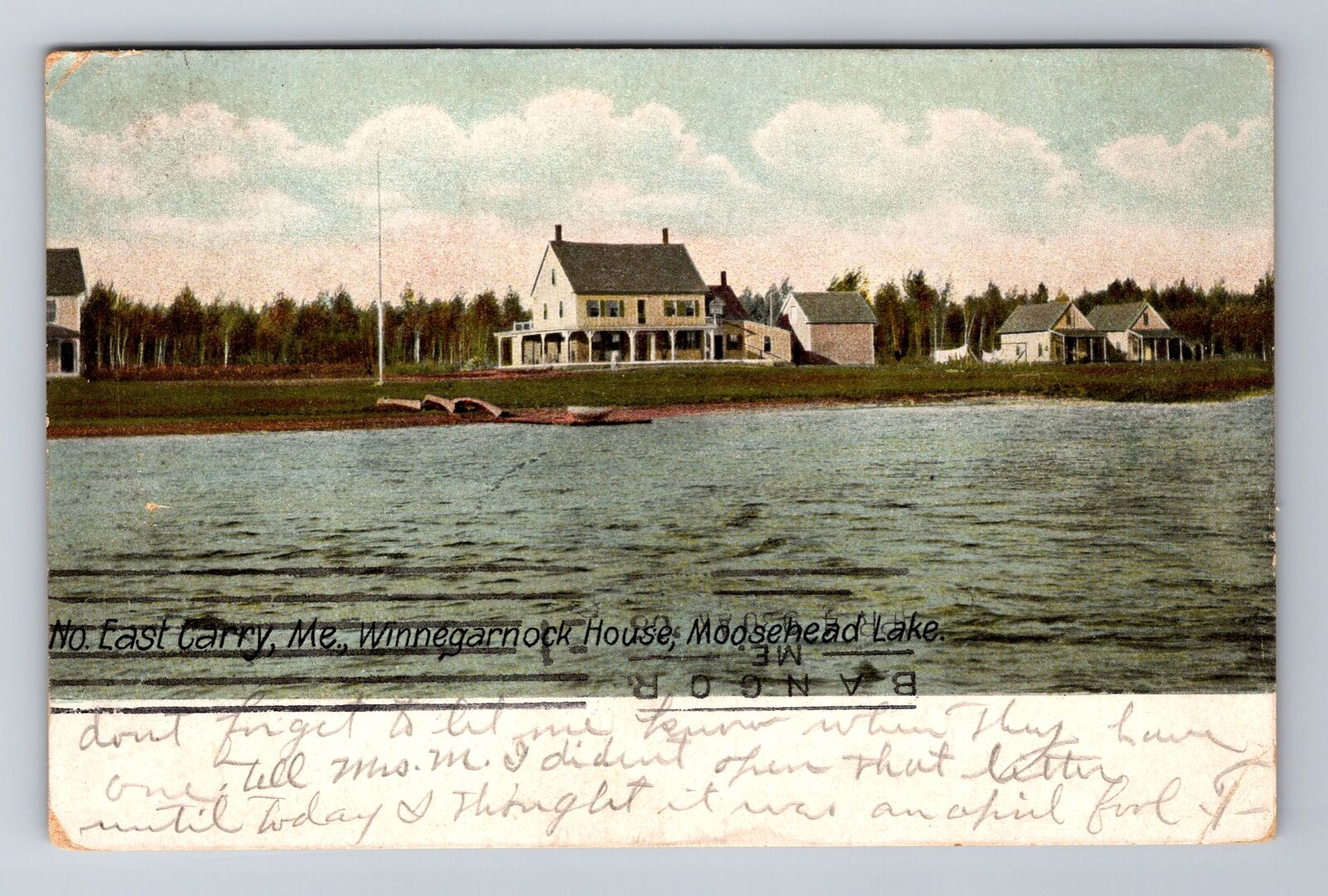 East Carry ME-Maine, Winnegarnock House, Moosehead Lake, Vintage Postcard