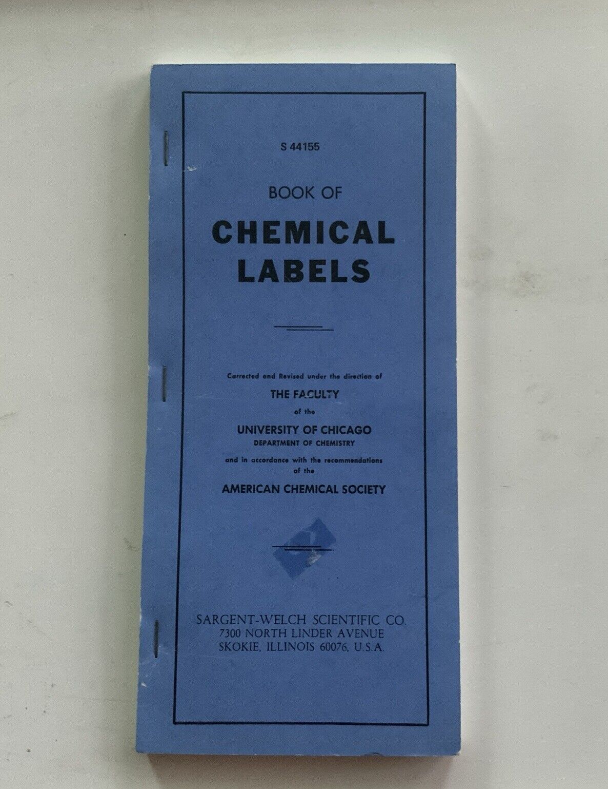Vintage Welch Scientific Co. Book Of Chemical Labels For Apothecary And Lab Jars