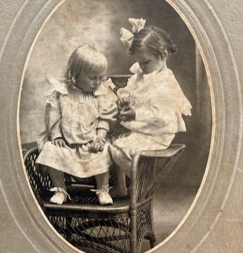 Unusual cabinet card- unposed- darling little girls-Early 1900\'s