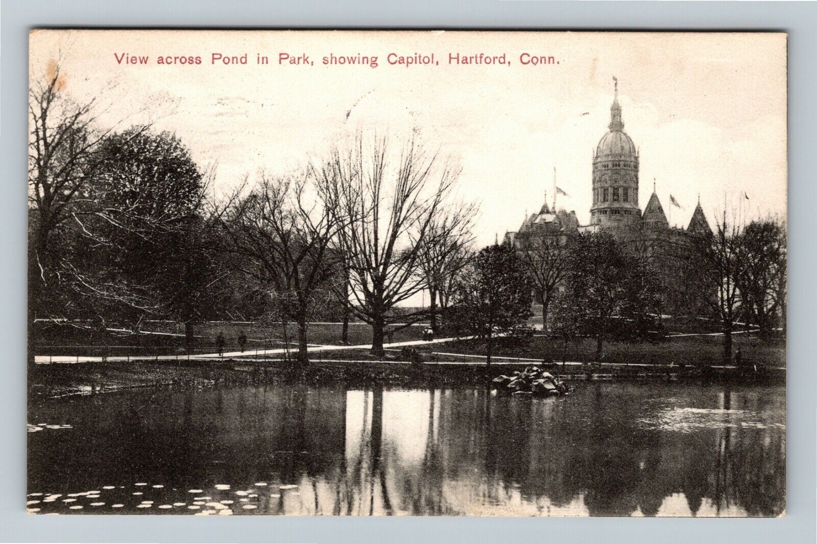 Hartford CT-Connecticut, Capitol View Across The Pond, c1911 Vintage Postcard