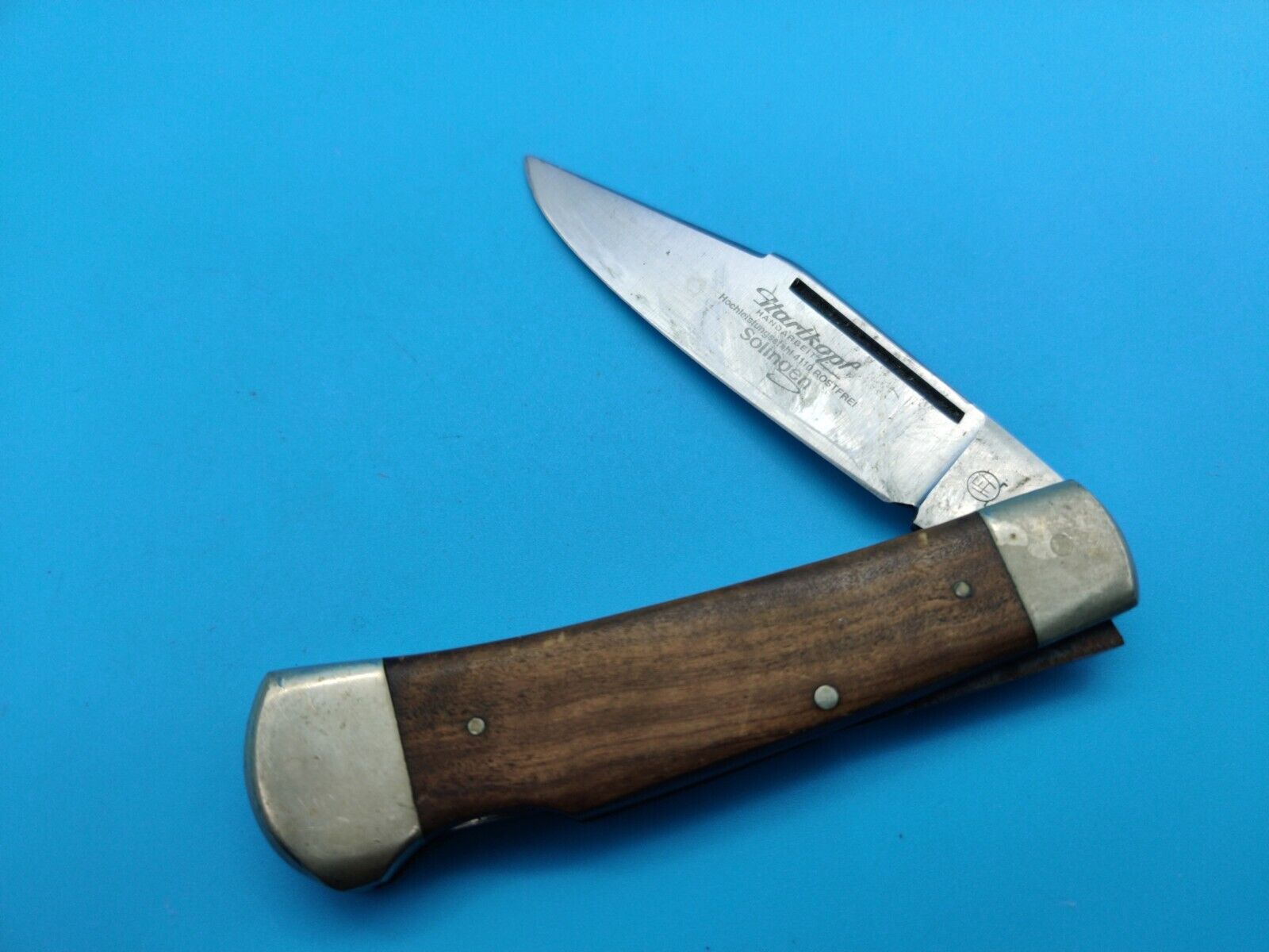 HARTKOPF GERMAN HANDMADE OLIVE WOOD FOLDING KNIFE 1.4110 STAINLESS LOCK BACK