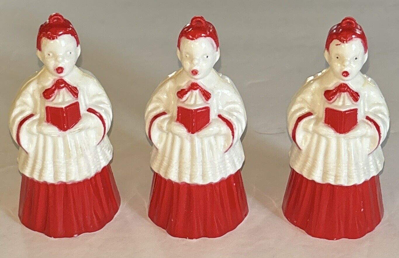 Vintage Lot (3) Choir Boys/Girls Plastic Christmas Tree Ornaments Decoration