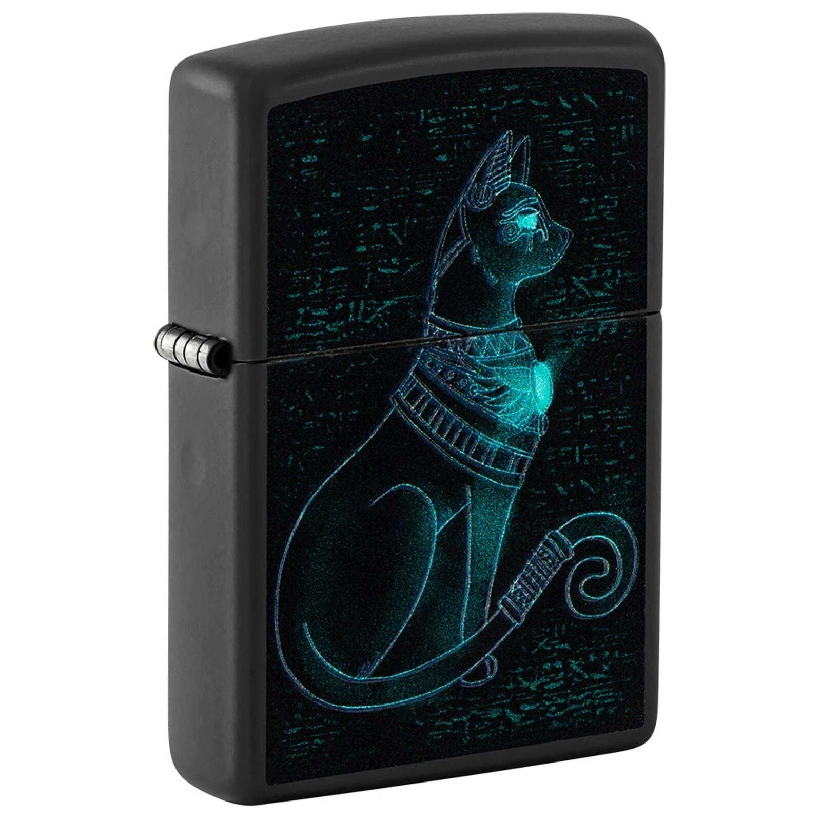 Zippo Windproof Lighter Spiritual Cat Design with Color Image Black Matte 48582