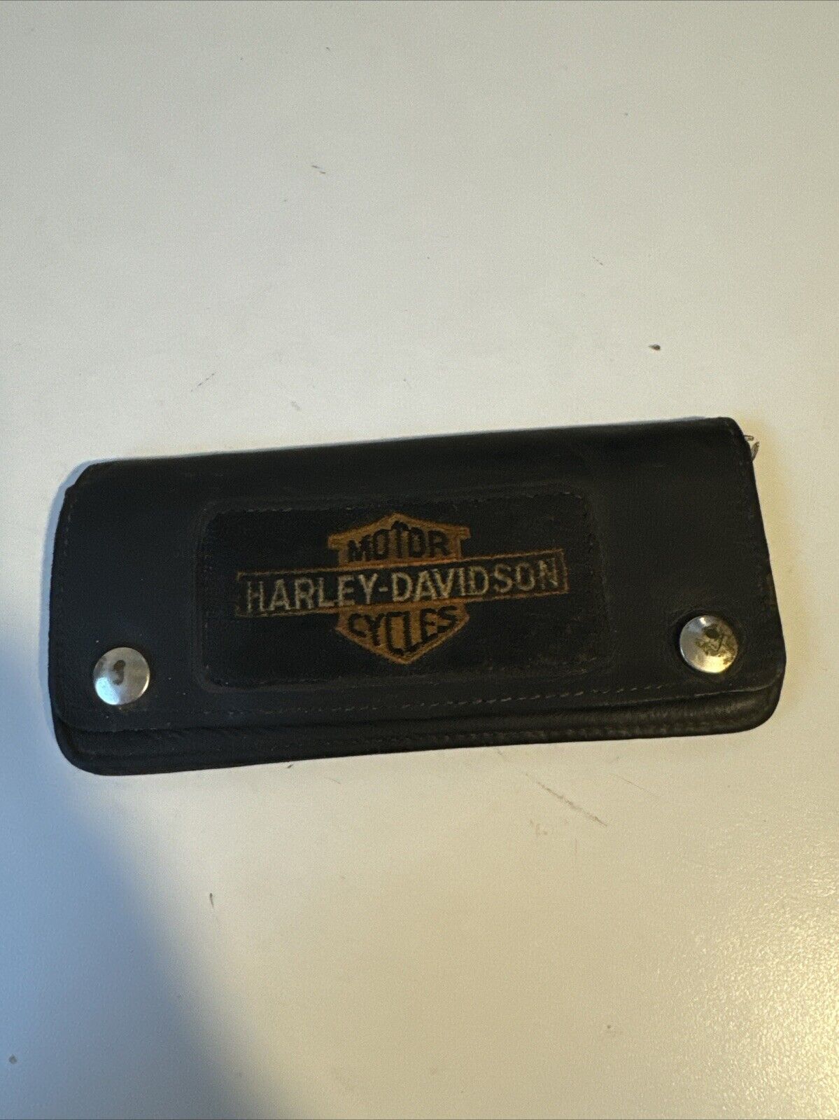 VTG Harley Davidson Motor Cycle Black Leather Wallet “Live to Ride” Patch