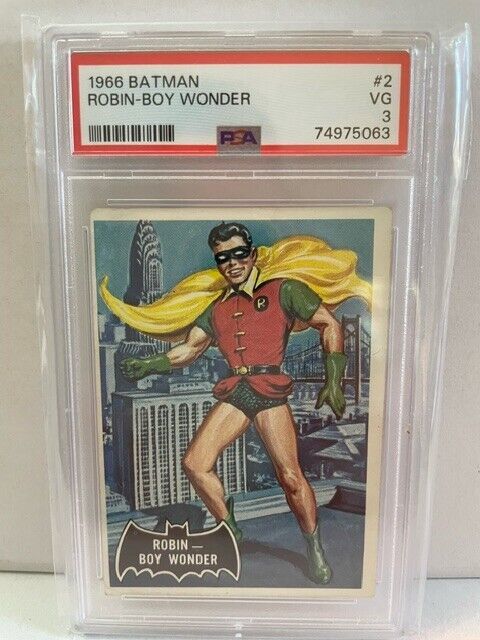 1966 Topps Batman #2 Robin Boy Wonder PSA 3 Graded Black Bat Robin Rookie Card