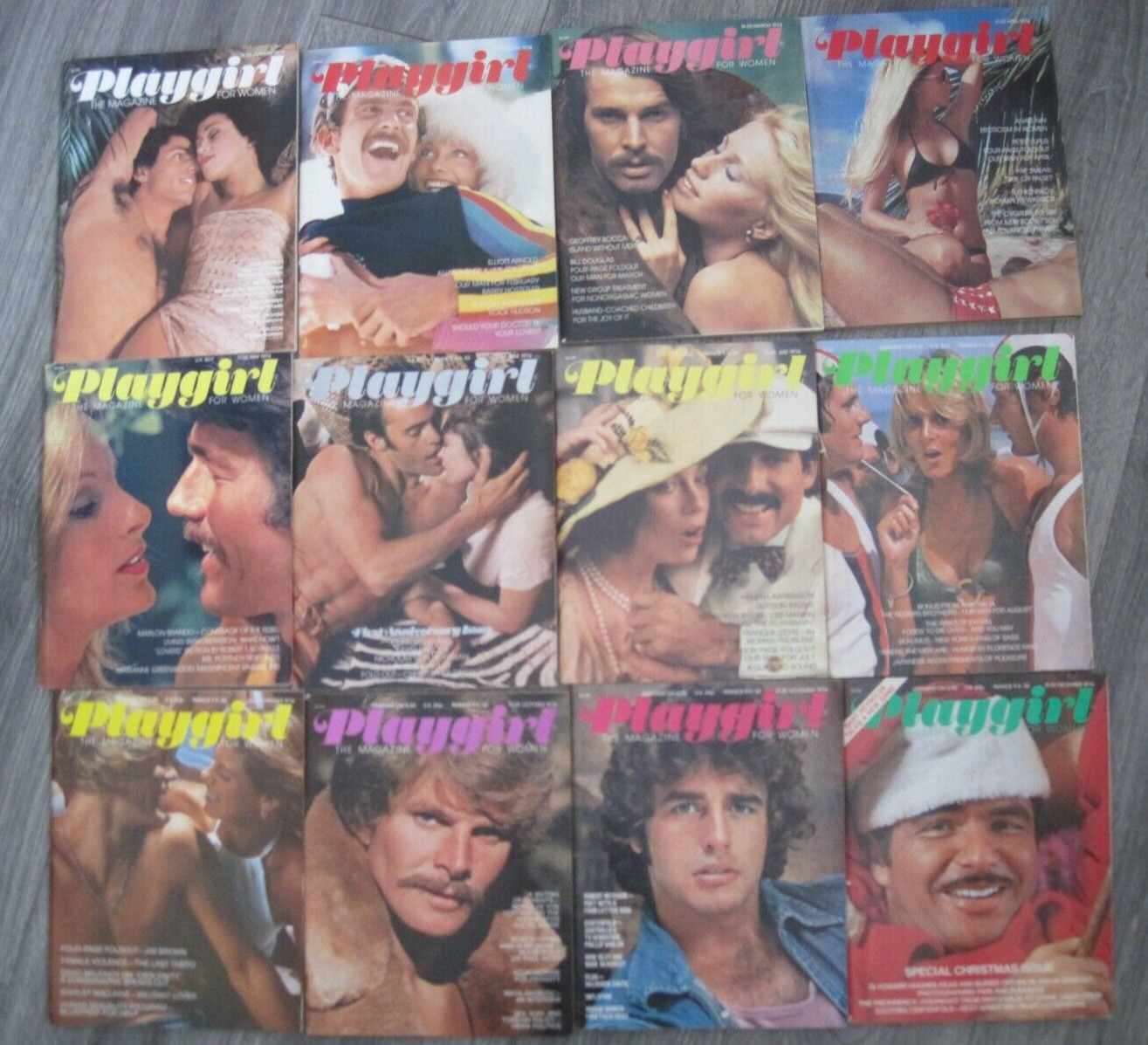 PLAYGIRL MAGAZINE FULL YEAR 1974 COMPLETE SET OF 12 ISSUES w Centerfolds