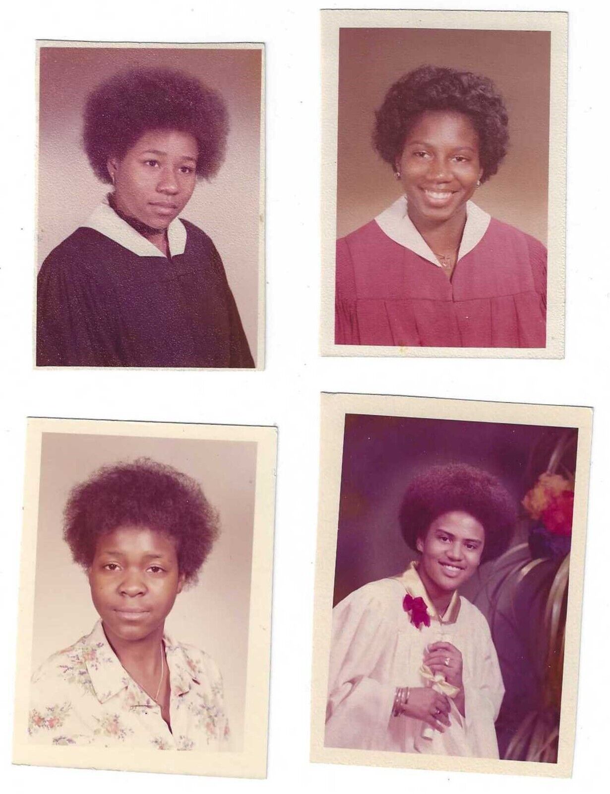 1970\'s African American Ladies High School Wallet VTG Photos - Signed - Afros