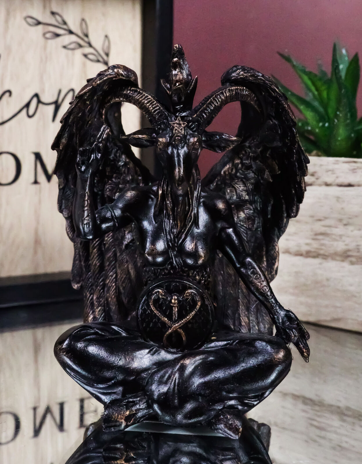 Paranormal Occult Sabbatic Goat Idol Baphomet Sitting Meditation Figurine