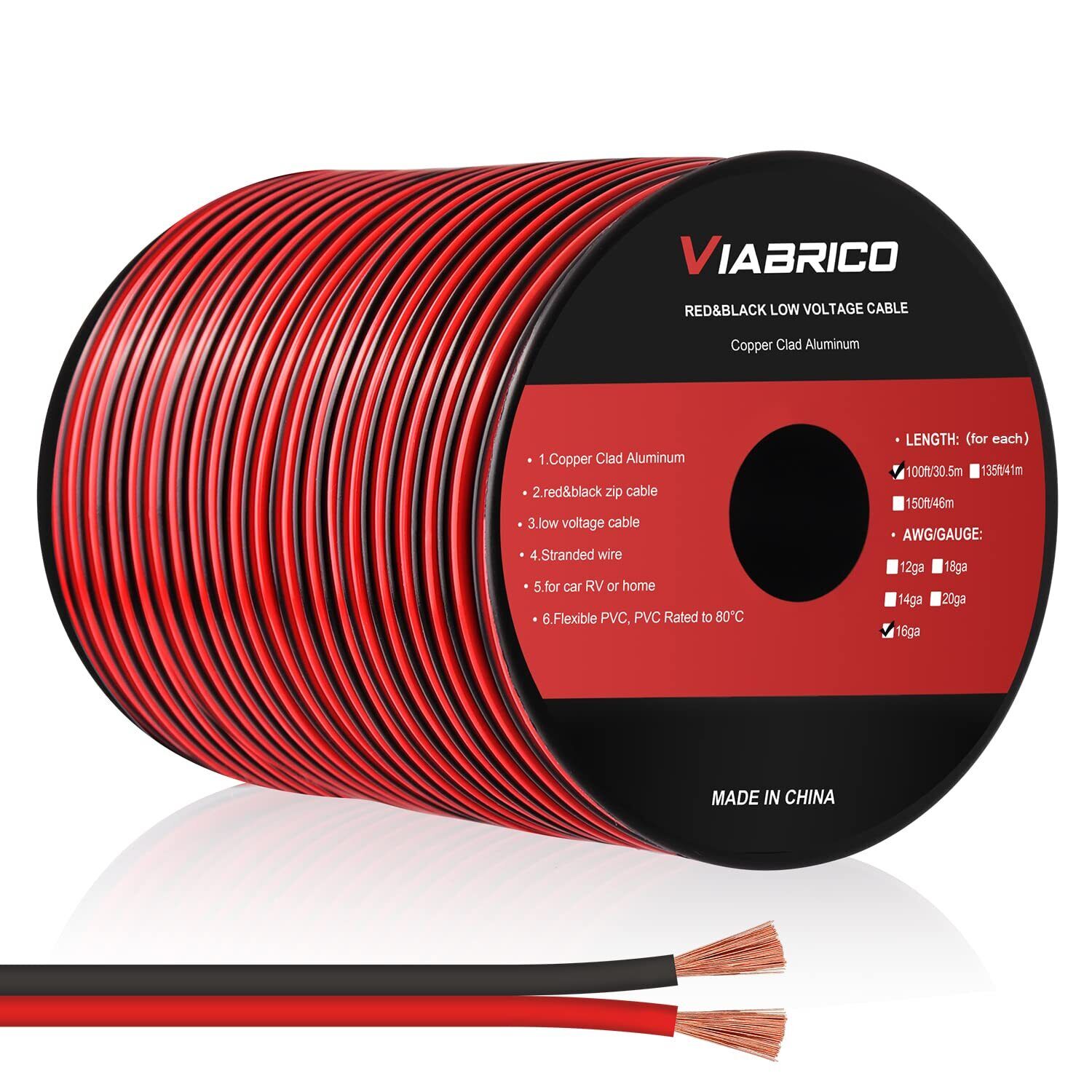 16 Gauge Wire 16awg Automotive Wire Electrical Wire 100ft 2 Conductor Red Black