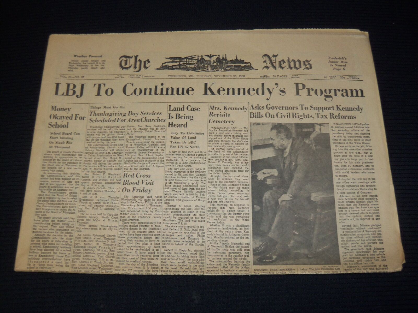 1963 NOVEMBER 26 THE NEWS - LBJ TO CONTINUE KENNEDY'S PROGRAM - NP 1847T