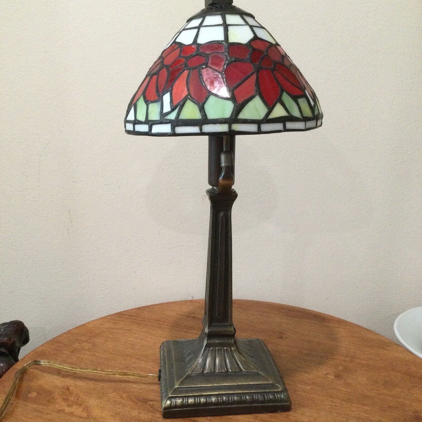 Meyda Tiffany Style Table Lamp With Stained Glass Shade Mid 20 Th Century