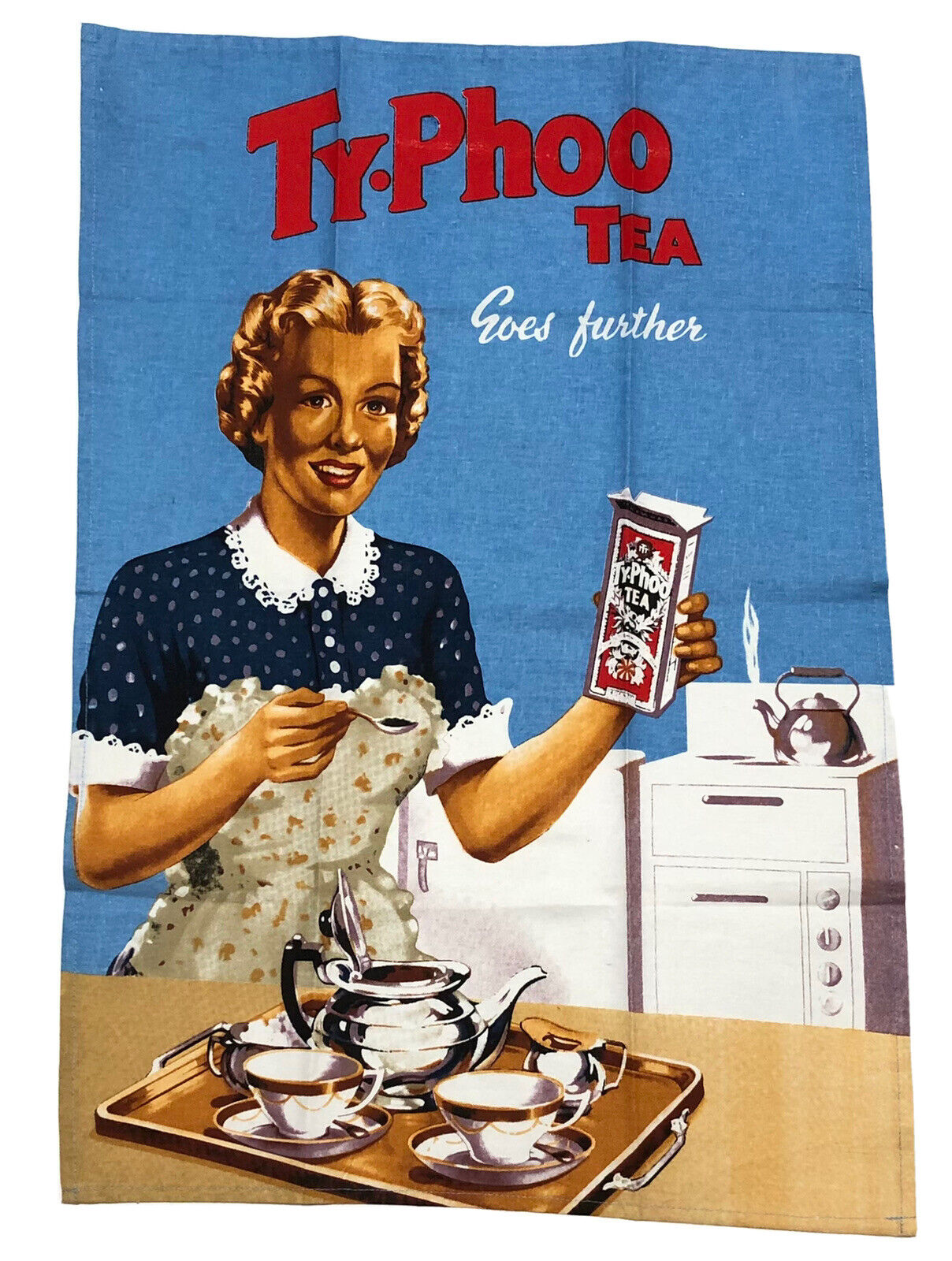 Retro Style Tea Towel Typhoo Tea Linen / Cotton Blend Robert Opie Collection