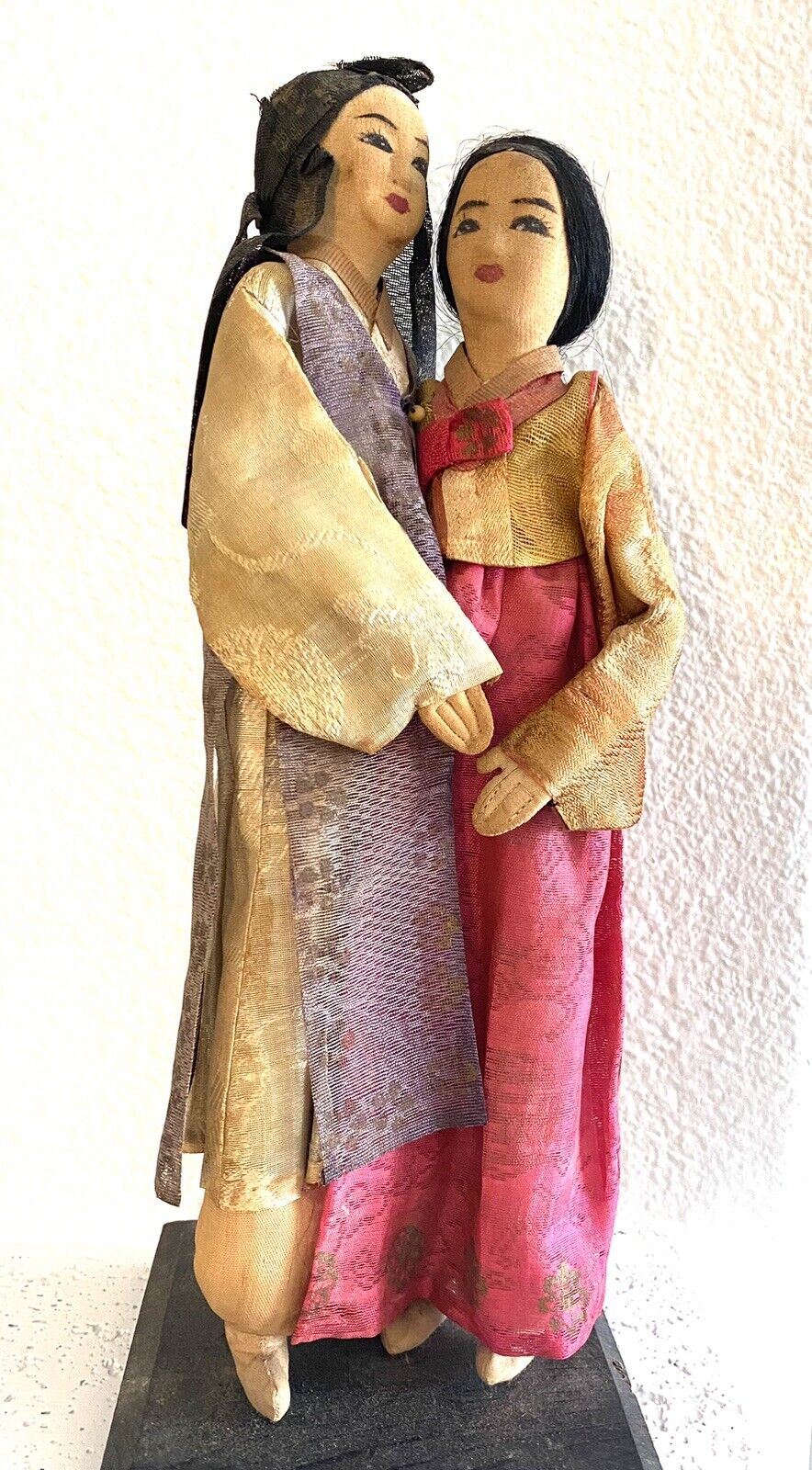 Antique 1940s Japanese, Asian, Handmade Dolls Mother, Daughter, 11.5” Rare Find