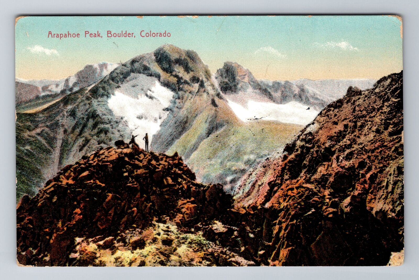Boulder CO-Colorado, Arapahoe Peak, Antique Vintage Souvenir Postcard