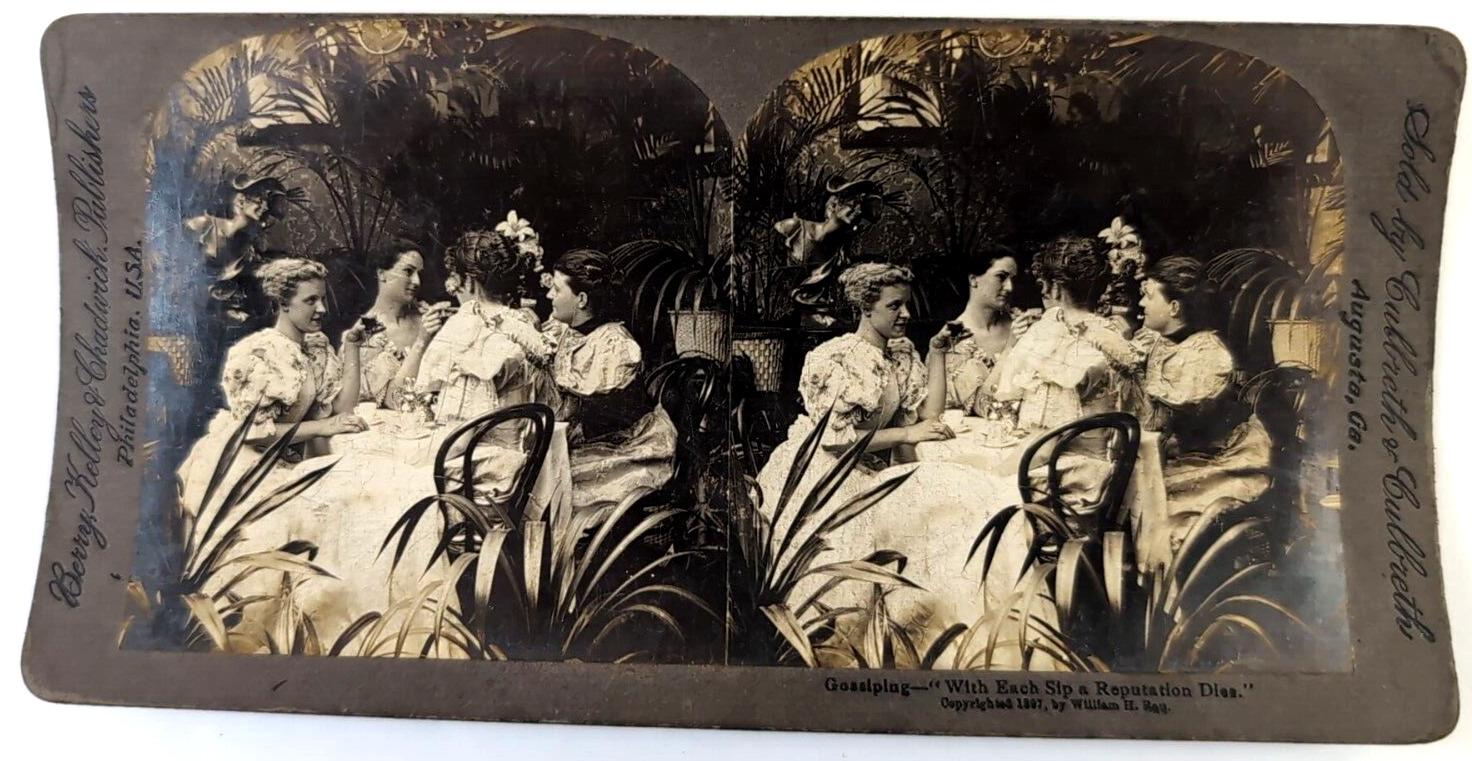 Vintage Stereograph Stereo View Stereoscope Card 1897 Each Sip a Reputation Dies
