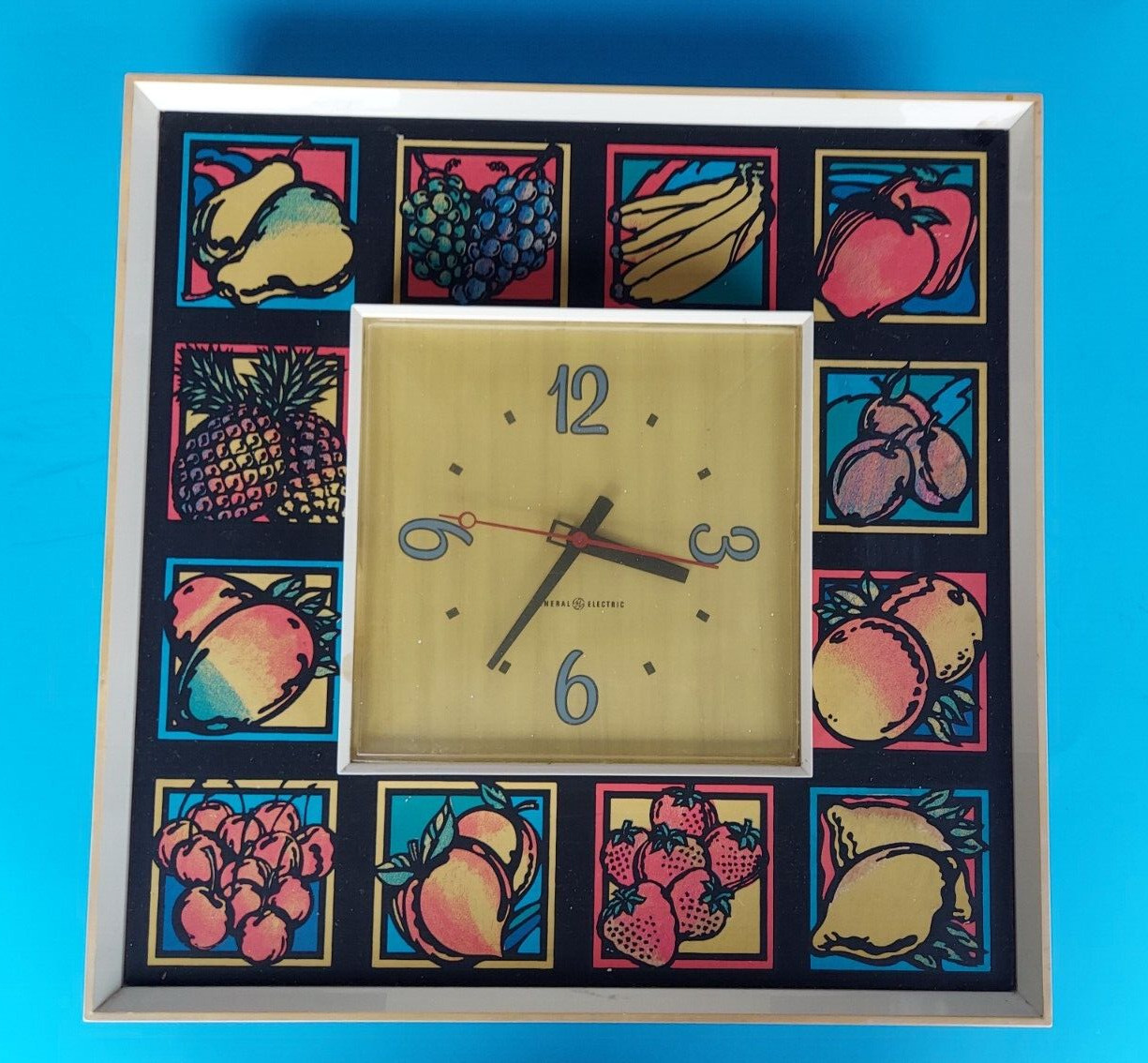 VTG GE General Electric Psychedelic Wall Clock 12x12” Neon Colors