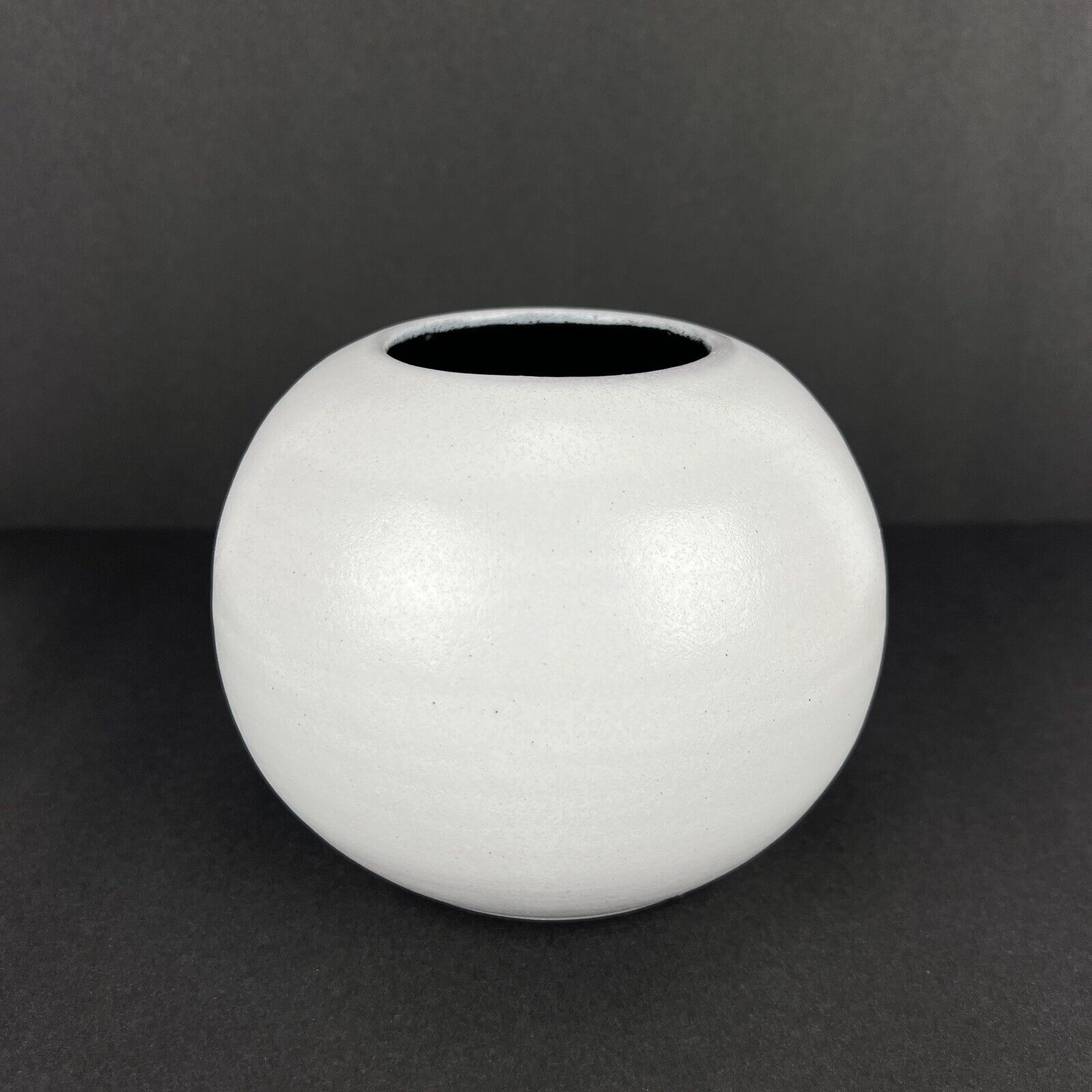 White Orb Vase Studio Pottery 5in