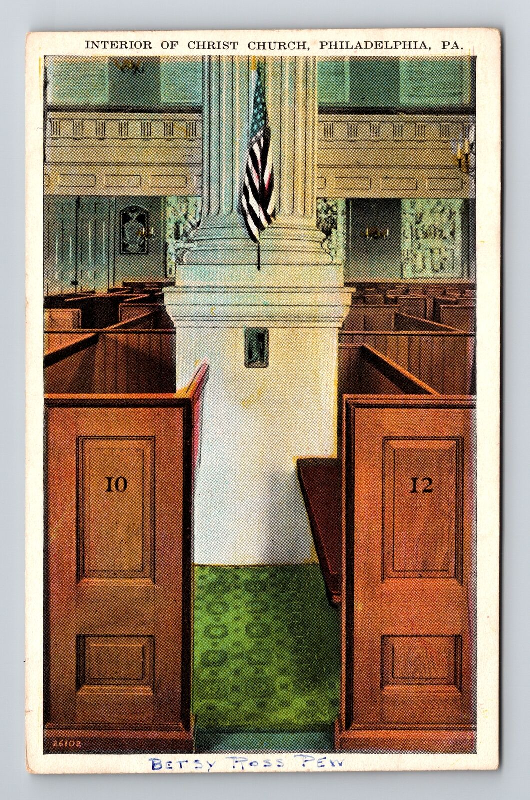 Philadelphia PA-Pennsylvania, A View Inside Christ Church, Vintage Postcard