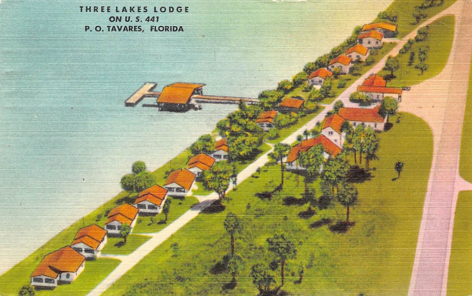 Tavares Florida 1953 Postcard Three Lakes Lodge