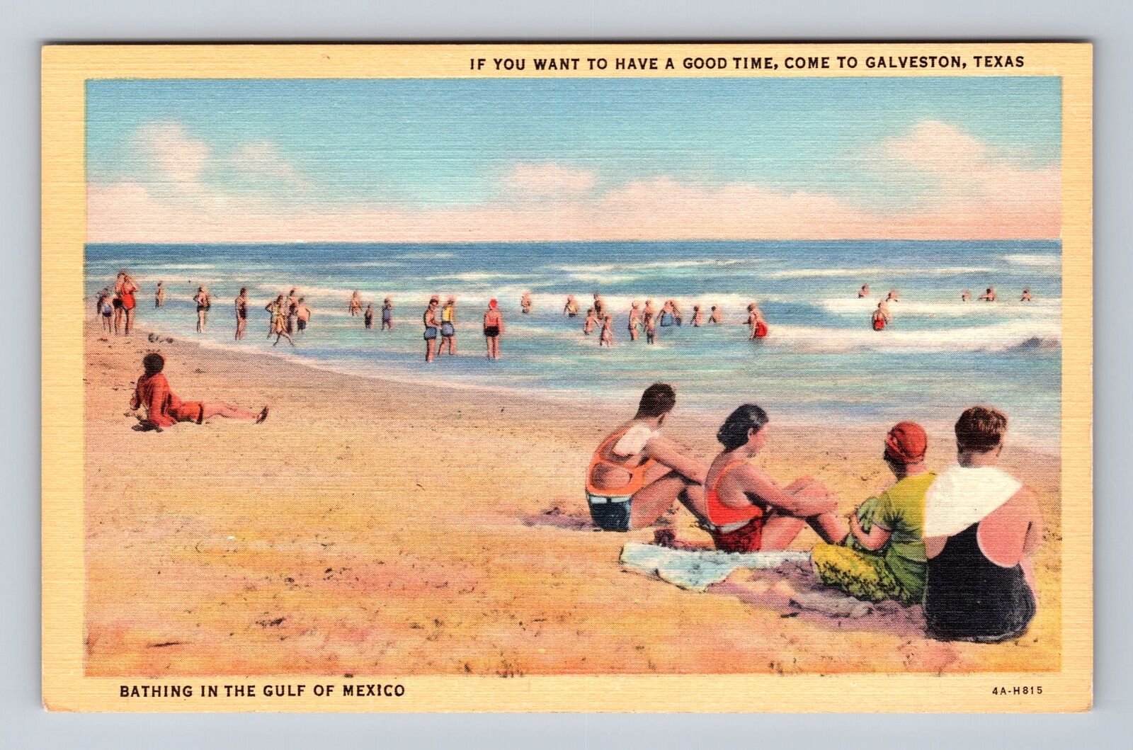 Galveston TX-Texas, Scenic View Of Beach, Antique, Vintage Postcard