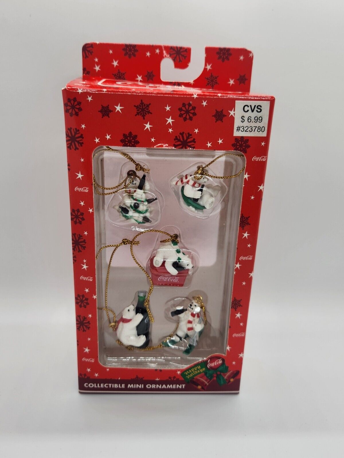 Trevco Coca Cola Polar Bear Mini Christmas Ornaments Set Of 5 Coke Pre-Owned