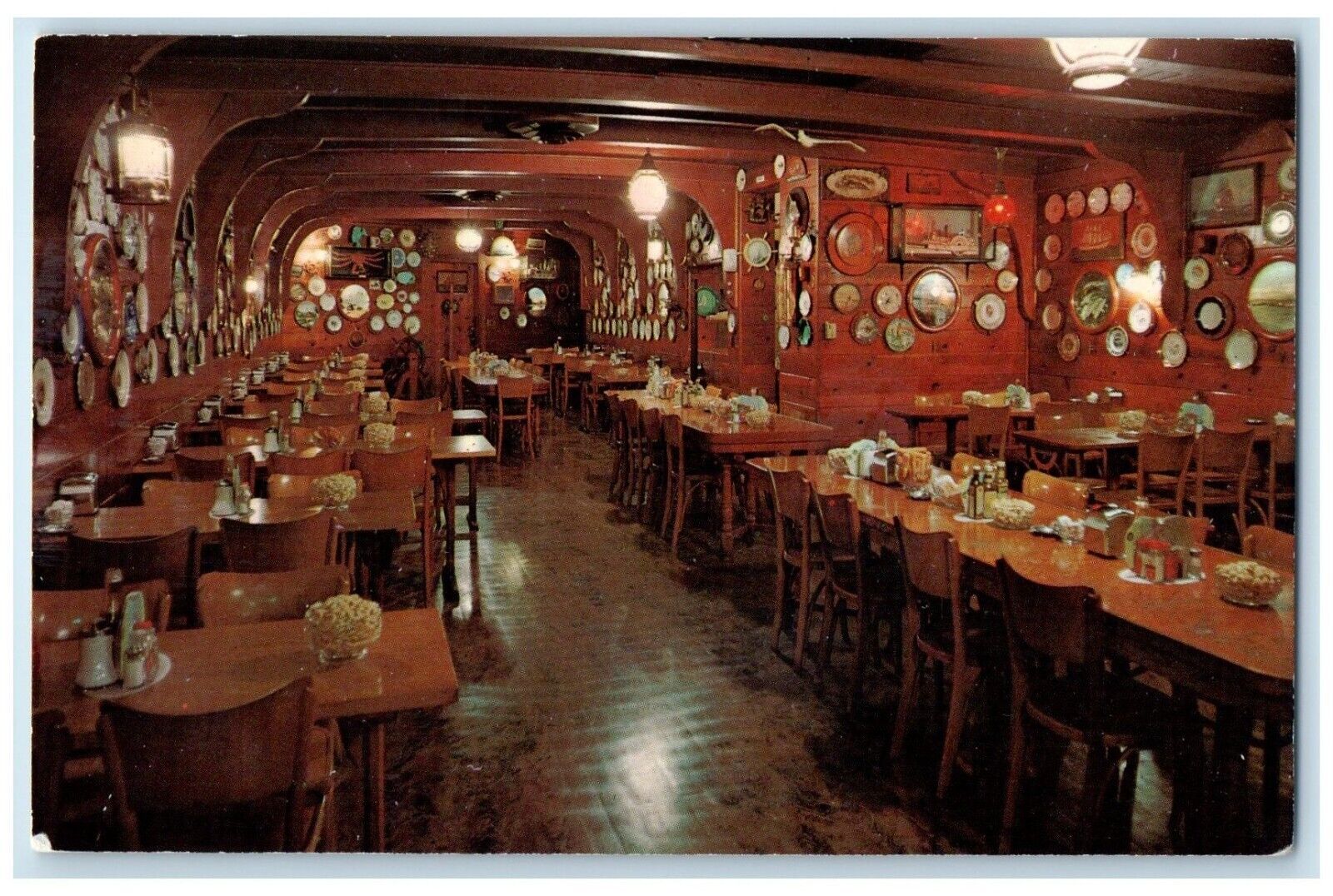 c1950's Shellfish Restaurant Dining Room Interior Portland Oregon OR Postcard