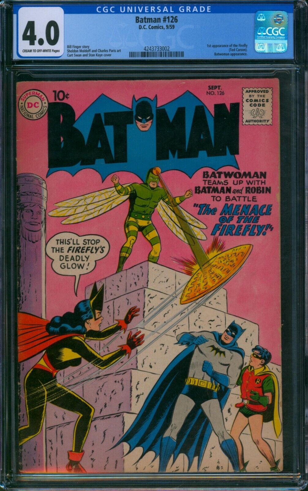 Batman #126 ⭐ CGC 4.0 ⭐ 1st App of FIREFLY Ted Carson Silver Age DC Comic 1959