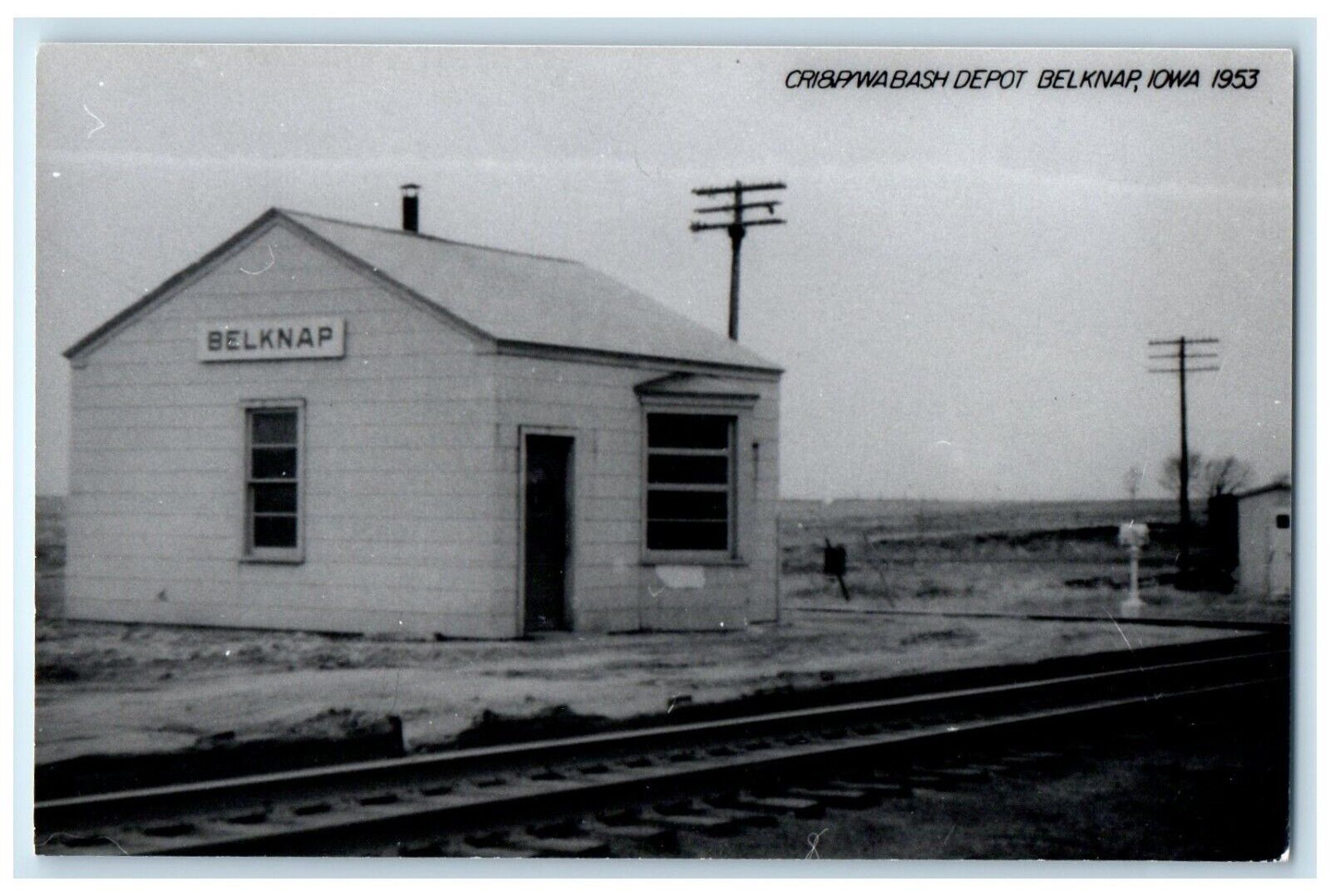 c1953 Cri&p Wabash Belknap Iowa Railroad Train Depot Station RPPC Photo Postcard