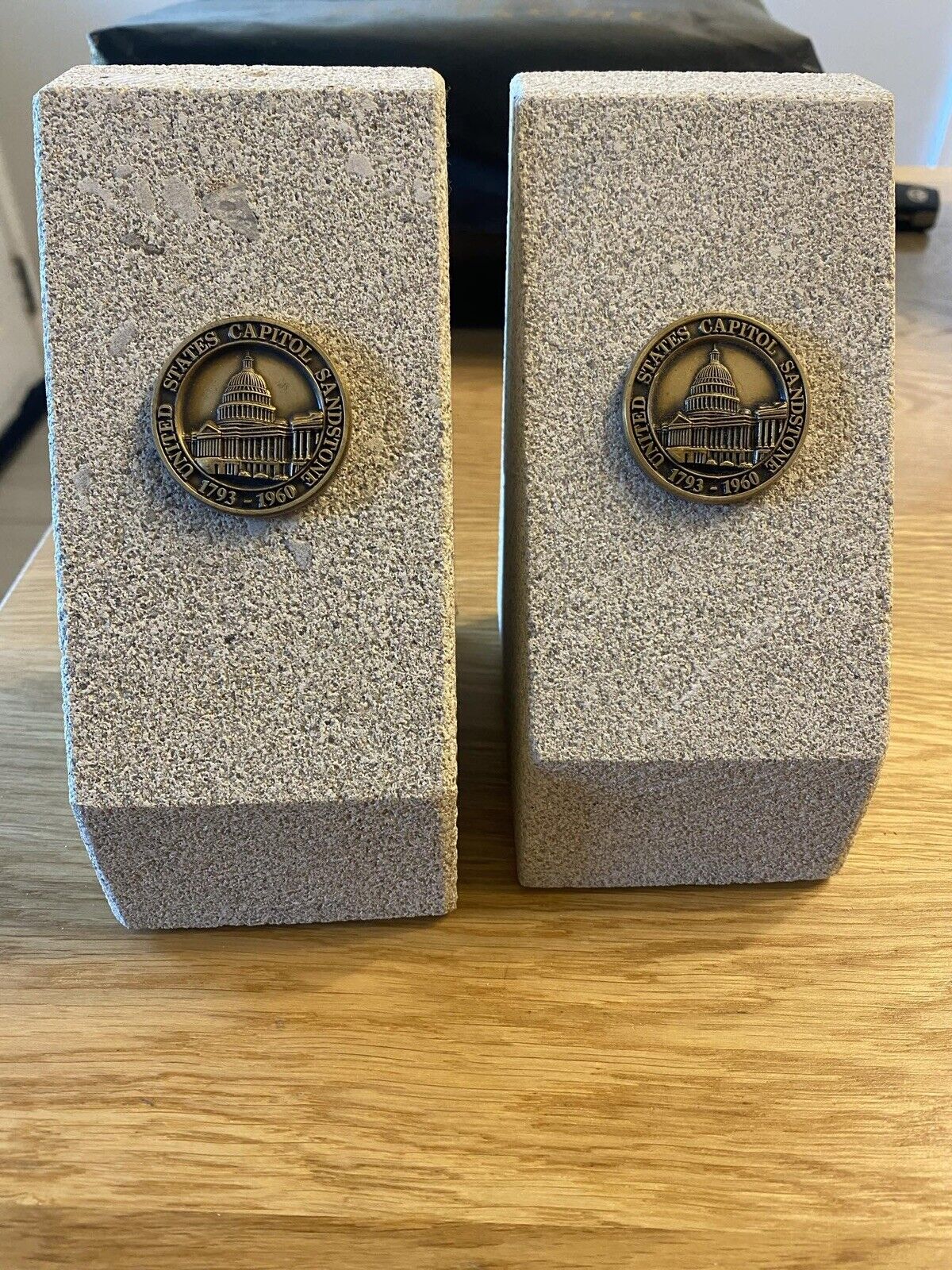 U.S. Capitol Sandstone Bookends. 1793-1960. With Certificate Of Authenticity.