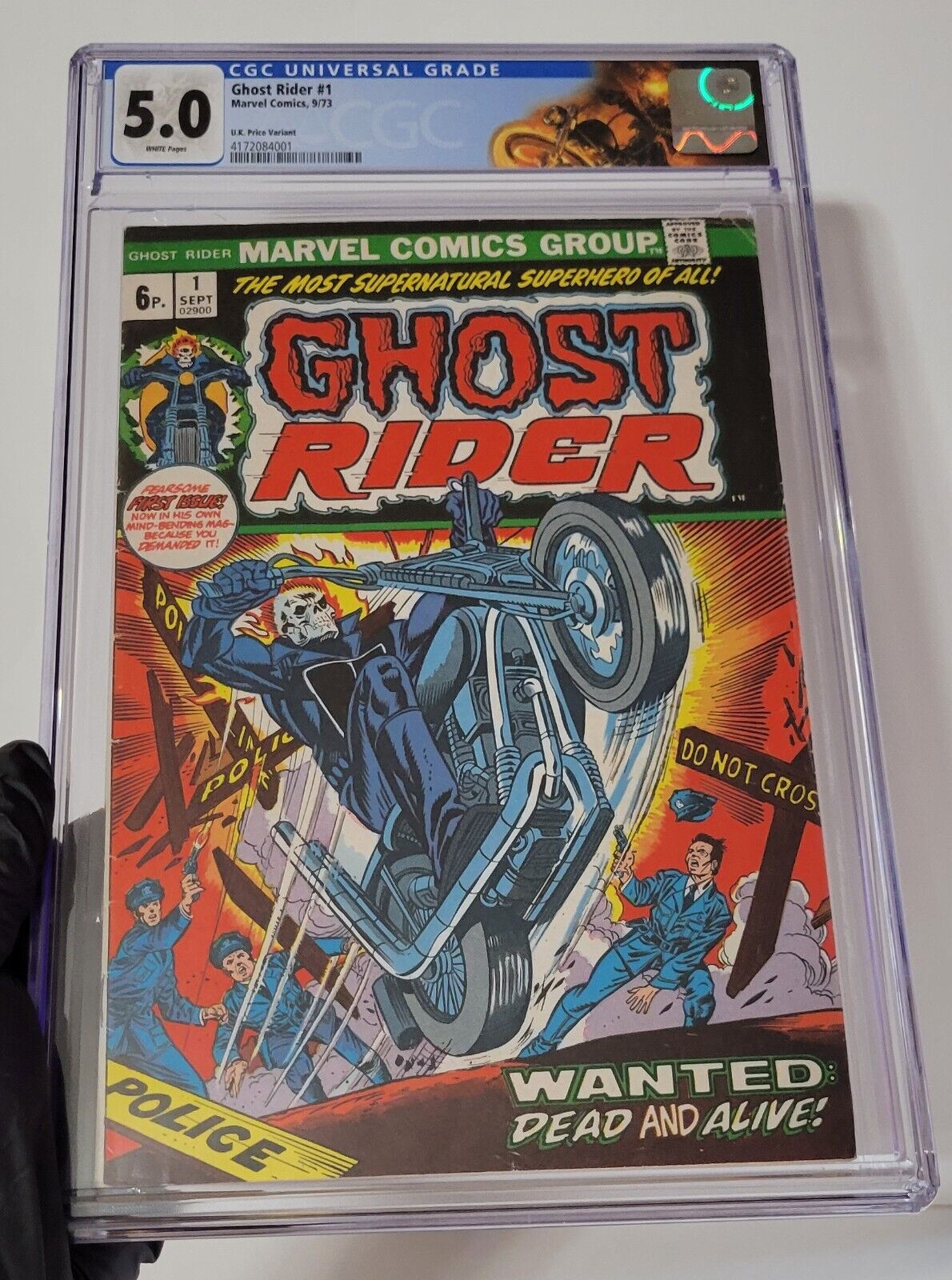 Ghost Rider #1 UK Price Variant CGC 5.0 WP Custom Label Marvel 1973
