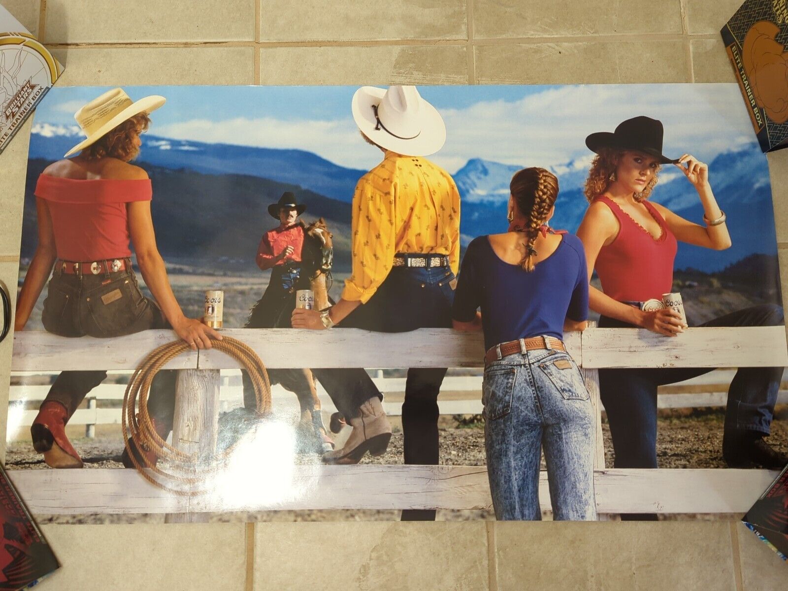 LOT OF 10 COORS COWGIRLS IN JEANS poster original store display 1996 39.5x22 in