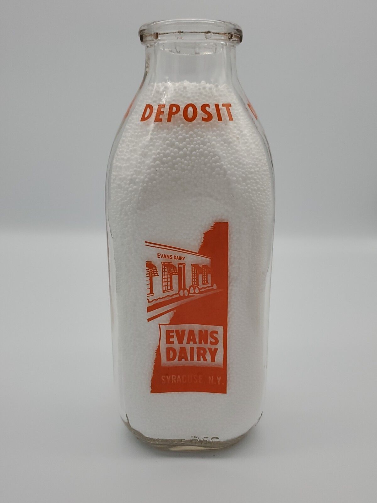 Vintage SSPQ Milk Bottle Evans Dairy Farm Colvin St Syracuse NY Qt Milk Bottle