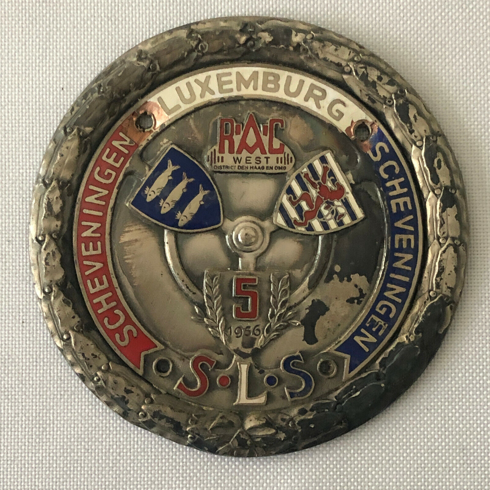 1956 Scheveningen Luxemburg Scheveningen SLS Rally Badge Emblem Award 