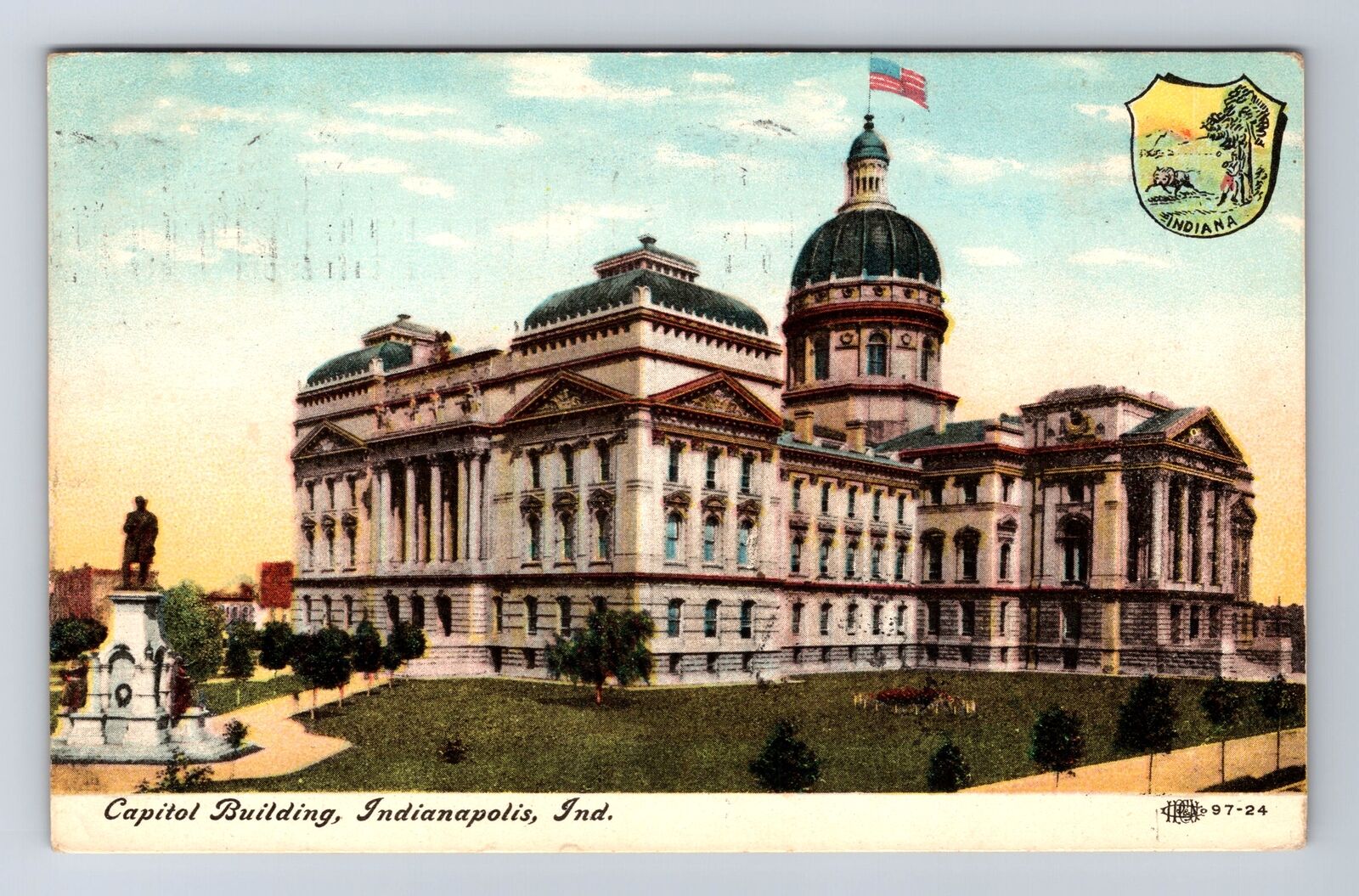 Indianapolis IN-Indiana, Capitol Building, Antique, Vintage c1908 Postcard