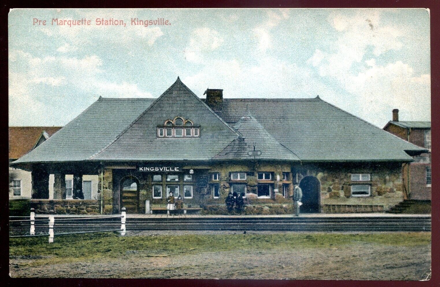 KINGSVILLE Ontario Postcard 1910s Pere Marquette Train Station