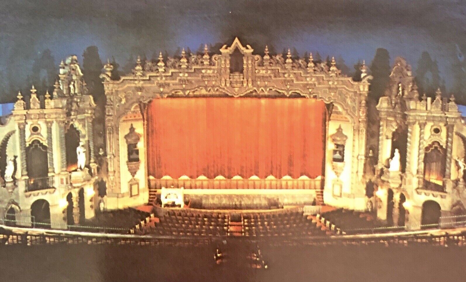 Postcard Akron Civic Theatre Interior View Ohio Formerly Loew\'s Moorish