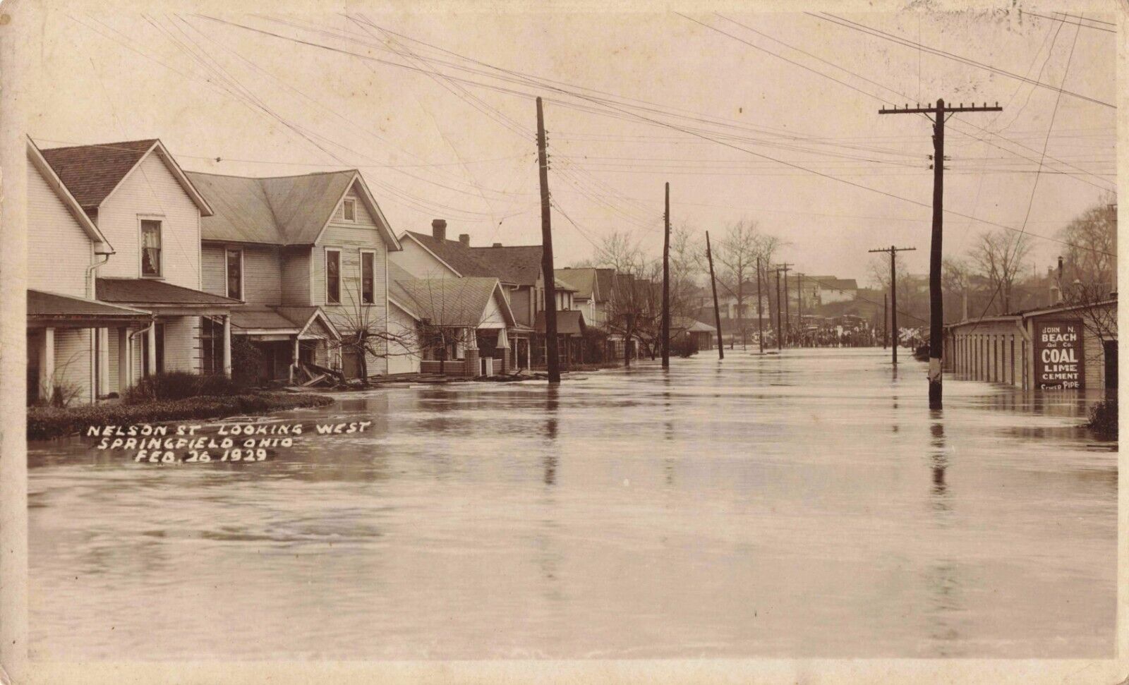 Nelson Street Springfield Ohio Flood 1929 Real Photo RPPC