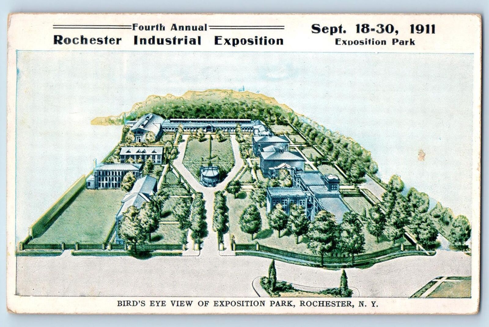 Rochester New York NY Postcard Bird\'s Eye View Of Exposition Park 1909 Antique