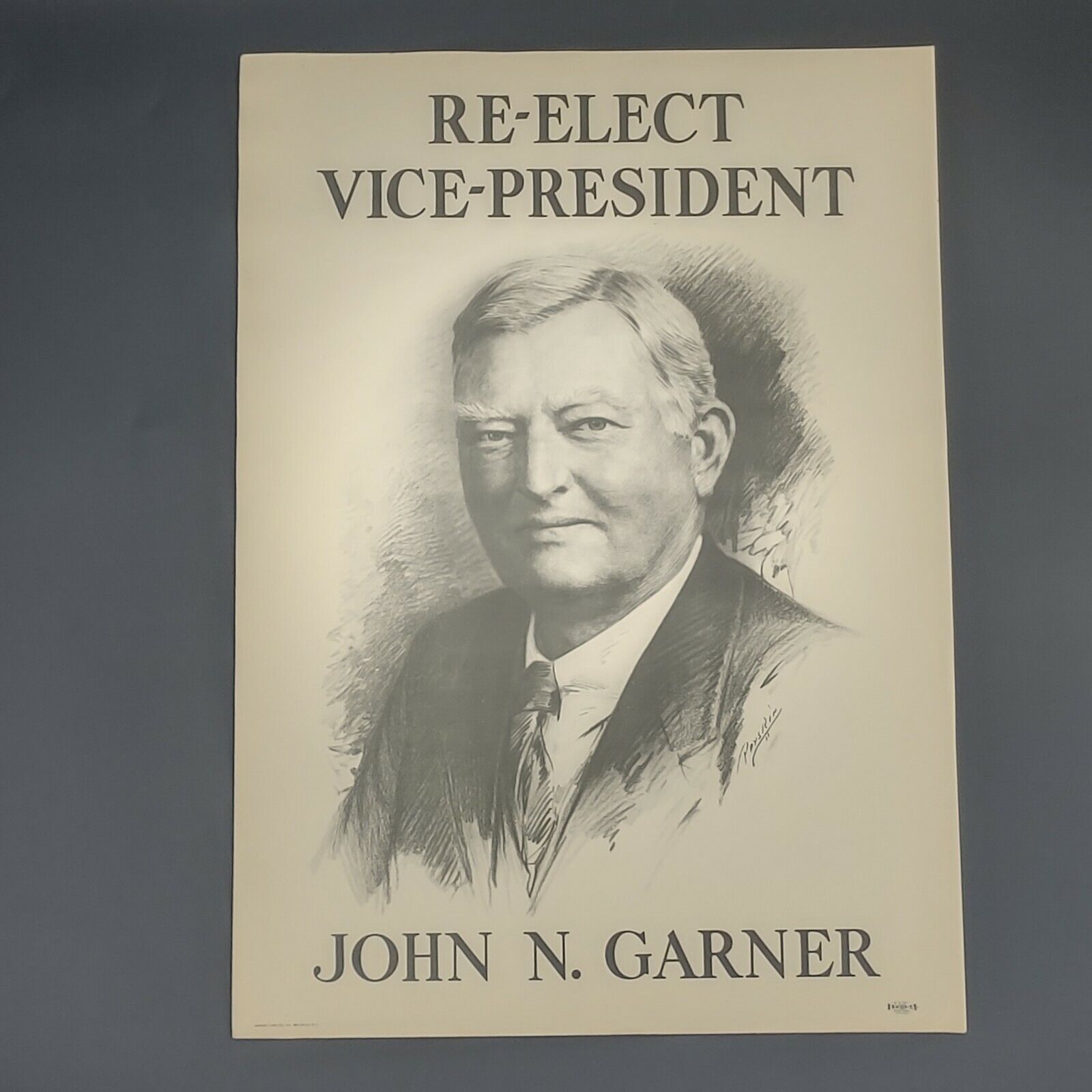 Original 1936 Political Poster Re Elect Vice President John N Garner Roosevelt